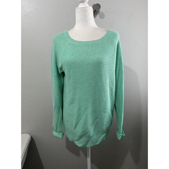 J Crew Knitted Sweater Women Large  Mint Green Merino Wool Blend - Picture 1 of 9